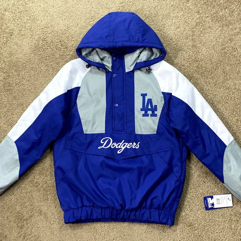 LOS ANGELES DODGERS STARTER Half Zip Hooded Jacket S M L XL 2X